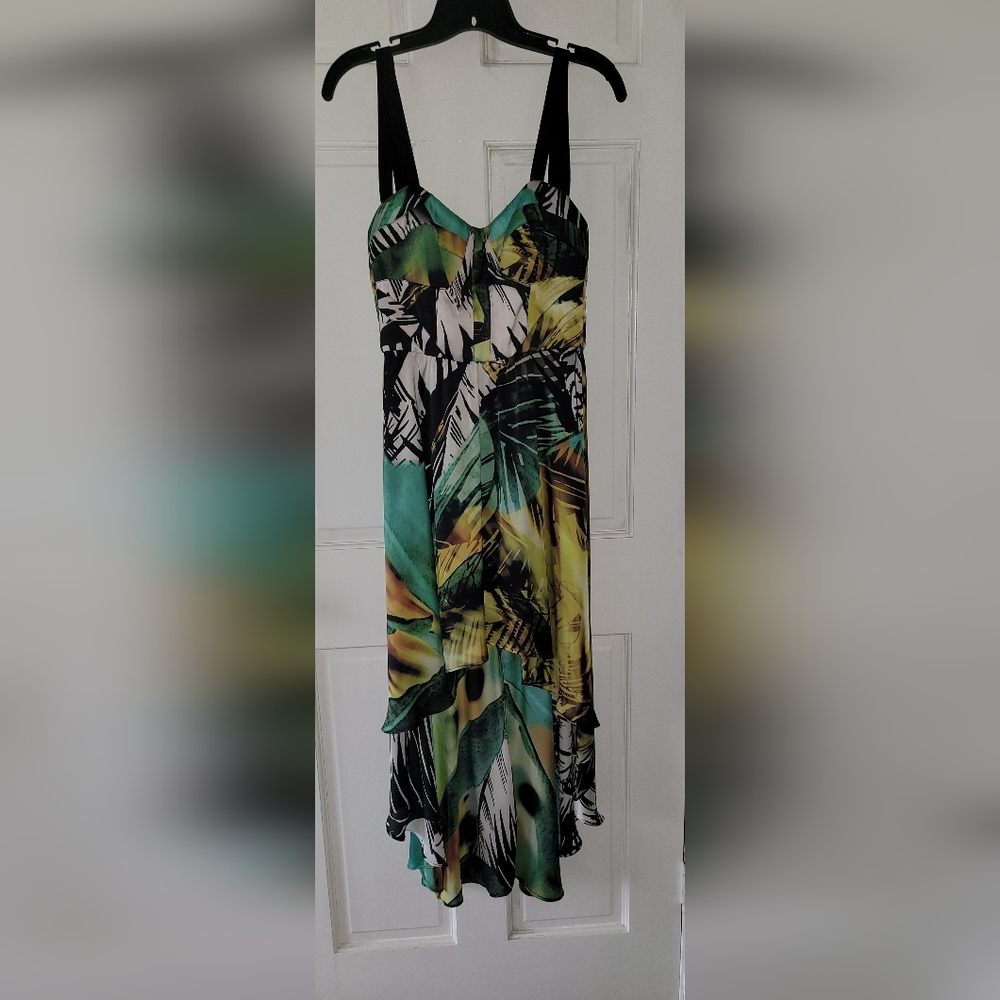 Bebe Multicolor Hi Low Flowy Sleeveless Summer Dress, Size XS